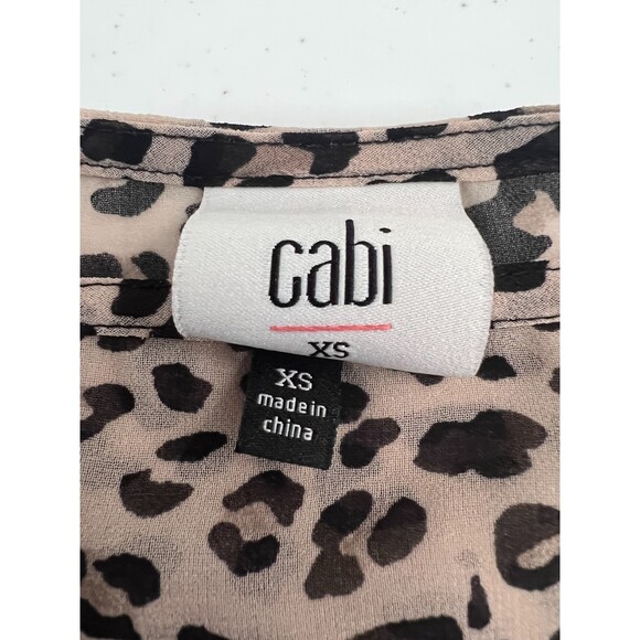 Cabi Women's Flutter Blouse Cheetah Leopard Print Top Style 3612 Size XS - Picture 4 of 10